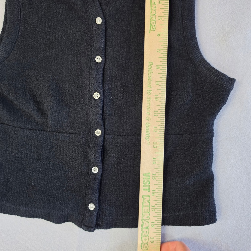 Madewell Minimalist 90s Chic Knit Button-Front Vest Black Quiet Luxury M Goth - Picture 4 of 7